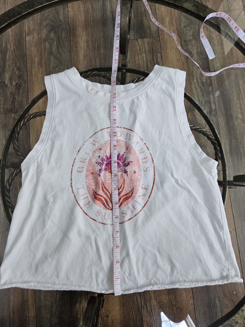 Girls' Cream Graphic Tank Top with Floral Sunburst - Picture 7 of 7
